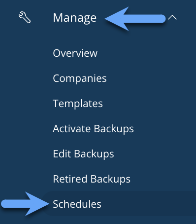 Click Manage and select Schedules.png