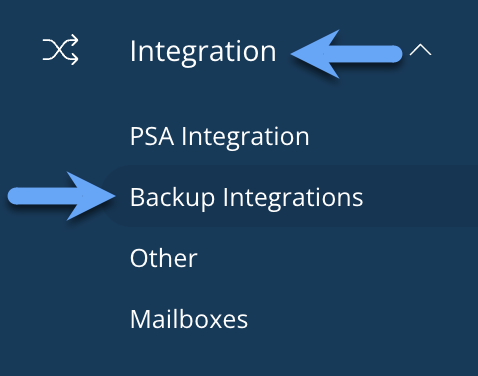 Click Integration and select Backup Integrations.png