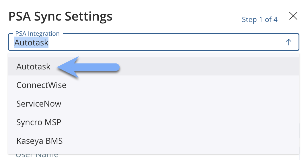 Under PSA Sync Settings choose Autotask.png
