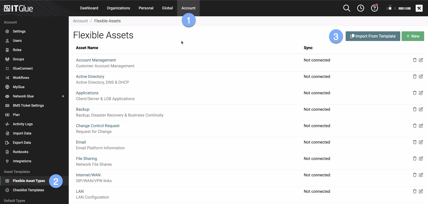 Navigate to Account > Flexible Asset Types and click Import from Template.png