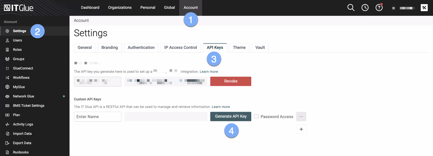Navigate to Account > API Keys > Generate API Keys.png